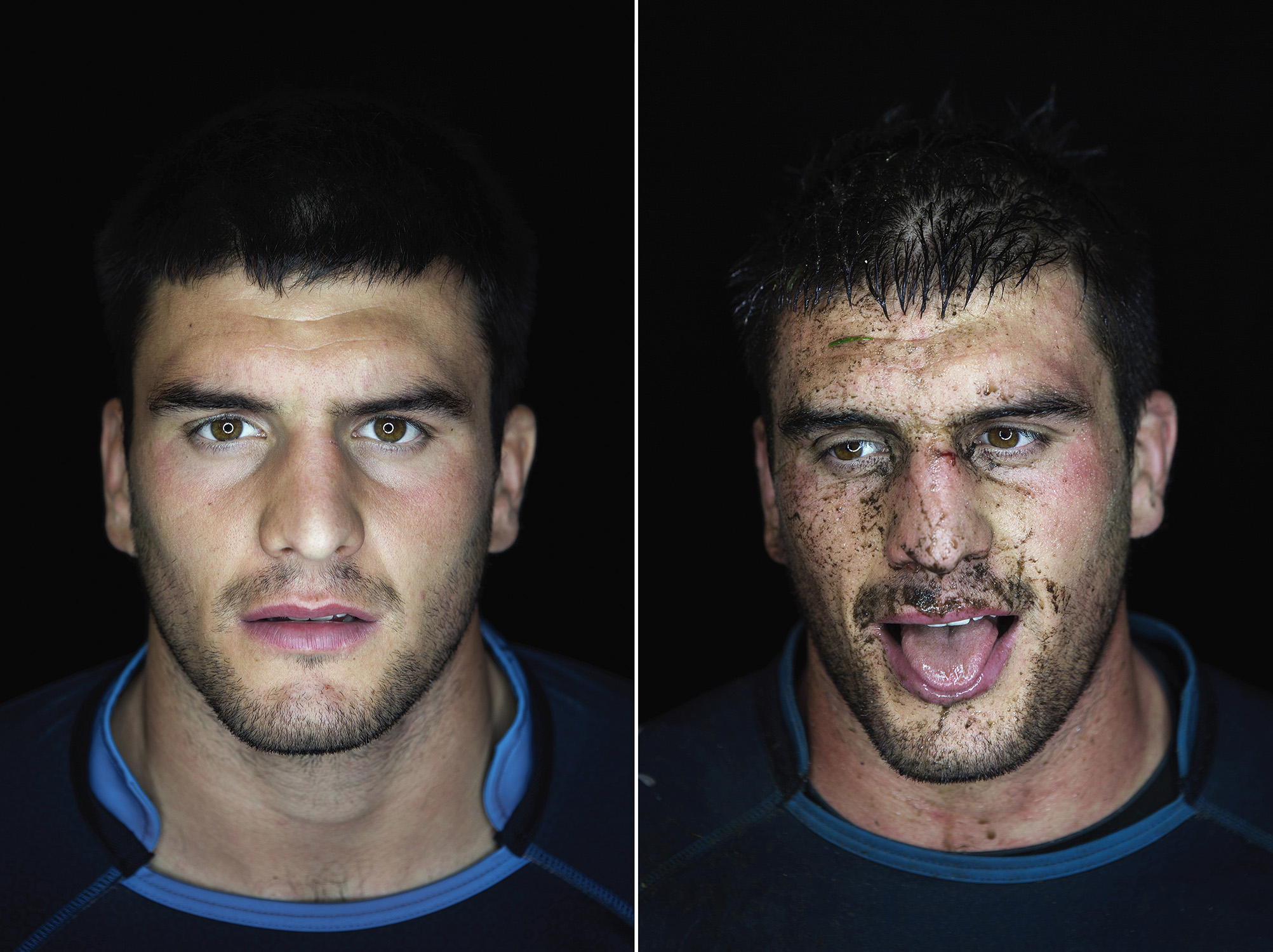 Portrait de Kelian Galletier; photographié avant et après un match un match; aout 2015.